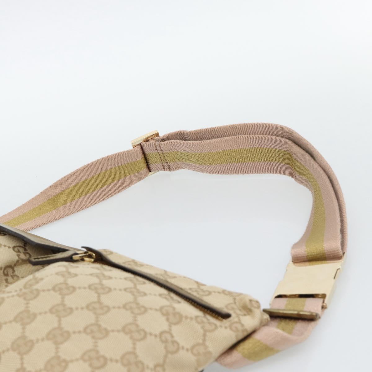GUCCI GG Canvas Waist Bag Beige Gold 28566 Auth ka5124