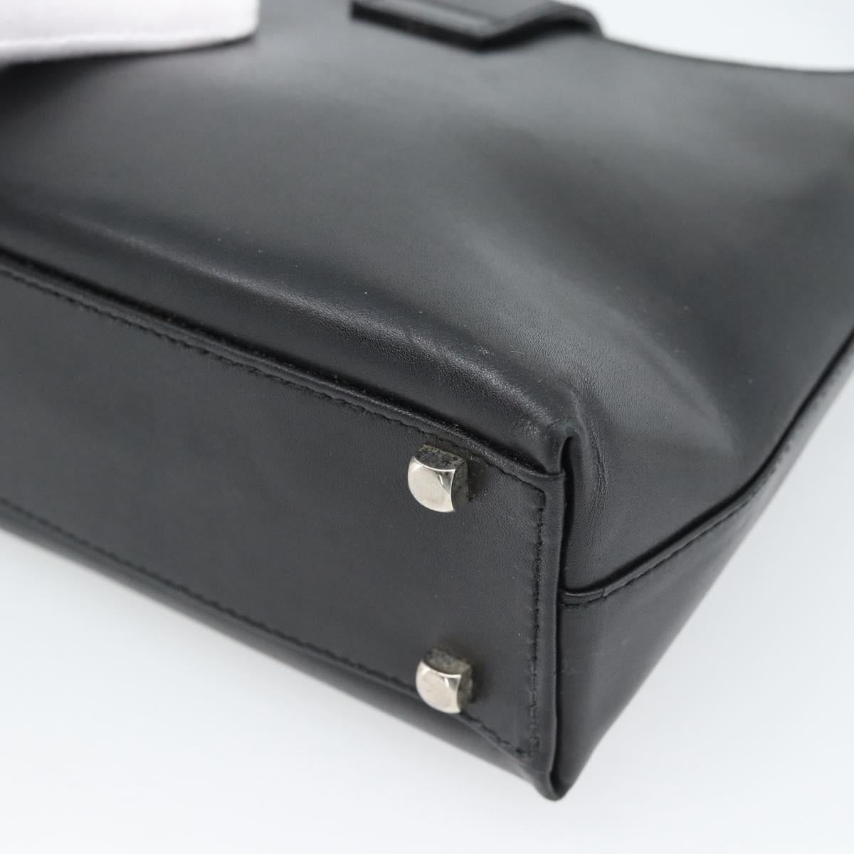 Salvatore Ferragamo Gancini Hand Bag Leather Black Silver Auth ka5126A