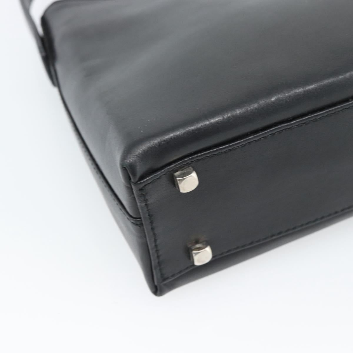 Salvatore Ferragamo Gancini Hand Bag Leather Black Silver Auth ka5126A