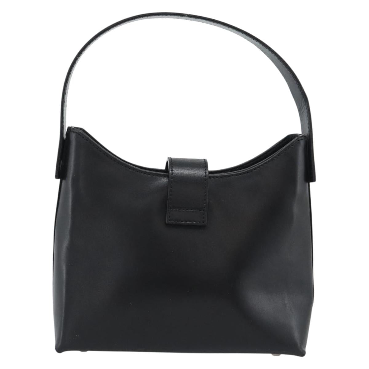 Salvatore Ferragamo Gancini Hand Bag Leather Black Silver Auth ka5126A