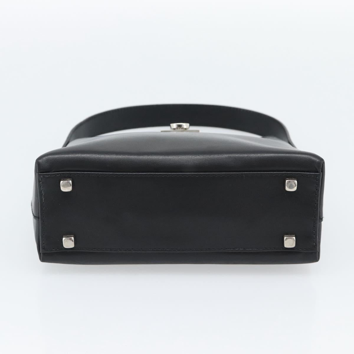 Salvatore Ferragamo Gancini Hand Bag Leather Black Silver Auth ka5126A