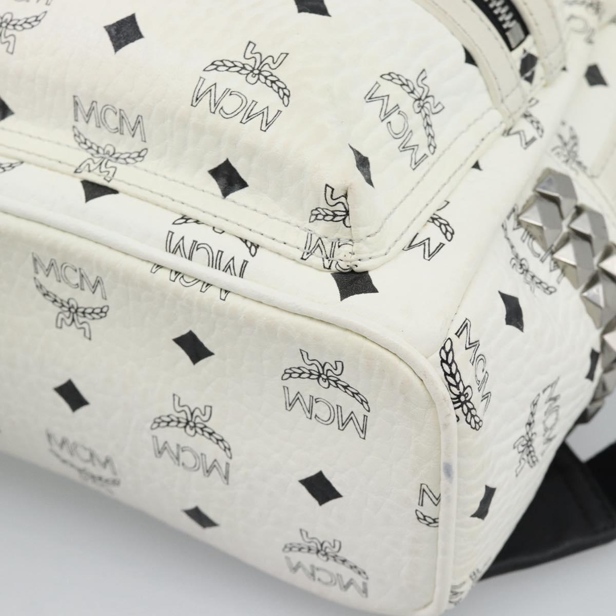 MCM Vicetos Backpack PVC Leather White Silver Auth ka5127