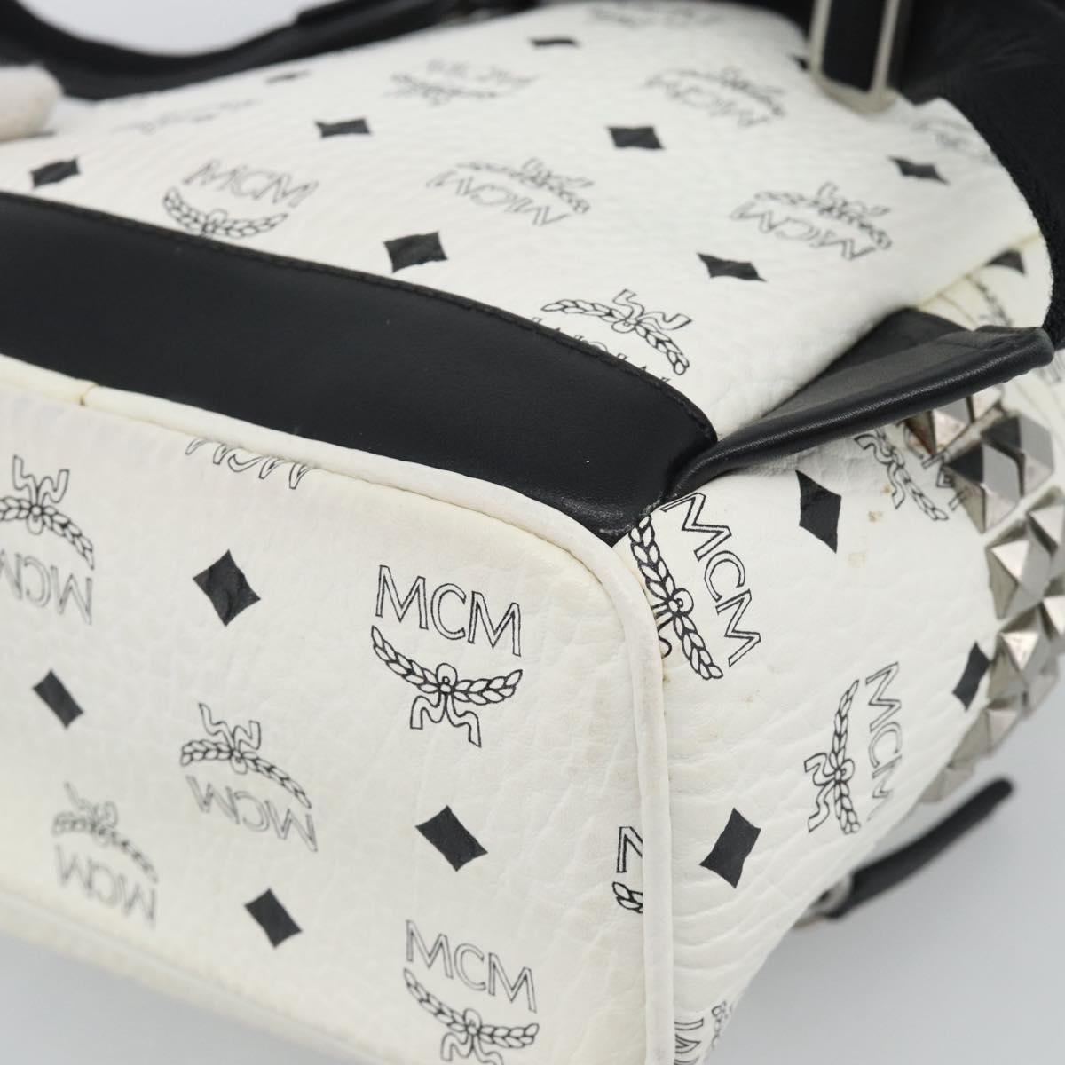MCM Vicetos Backpack PVC Leather White Silver Auth ka5127