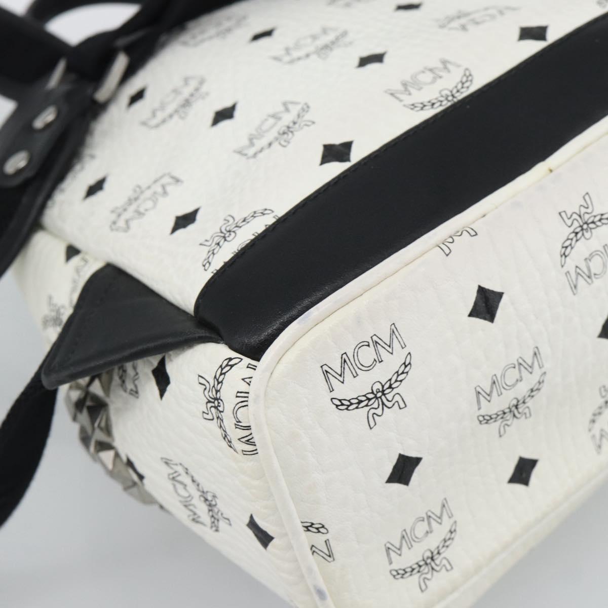 MCM Vicetos Backpack PVC Leather White Silver Auth ka5127