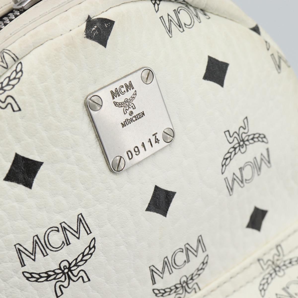 MCM Vicetos Backpack PVC Leather White Silver Auth ka5127