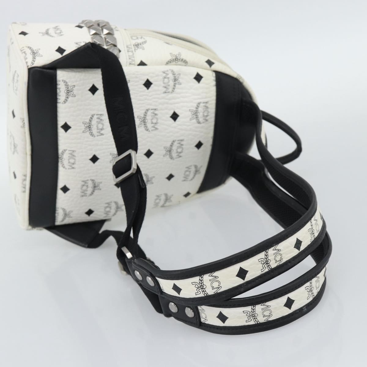 MCM Vicetos Backpack PVC Leather White Silver Auth ka5127