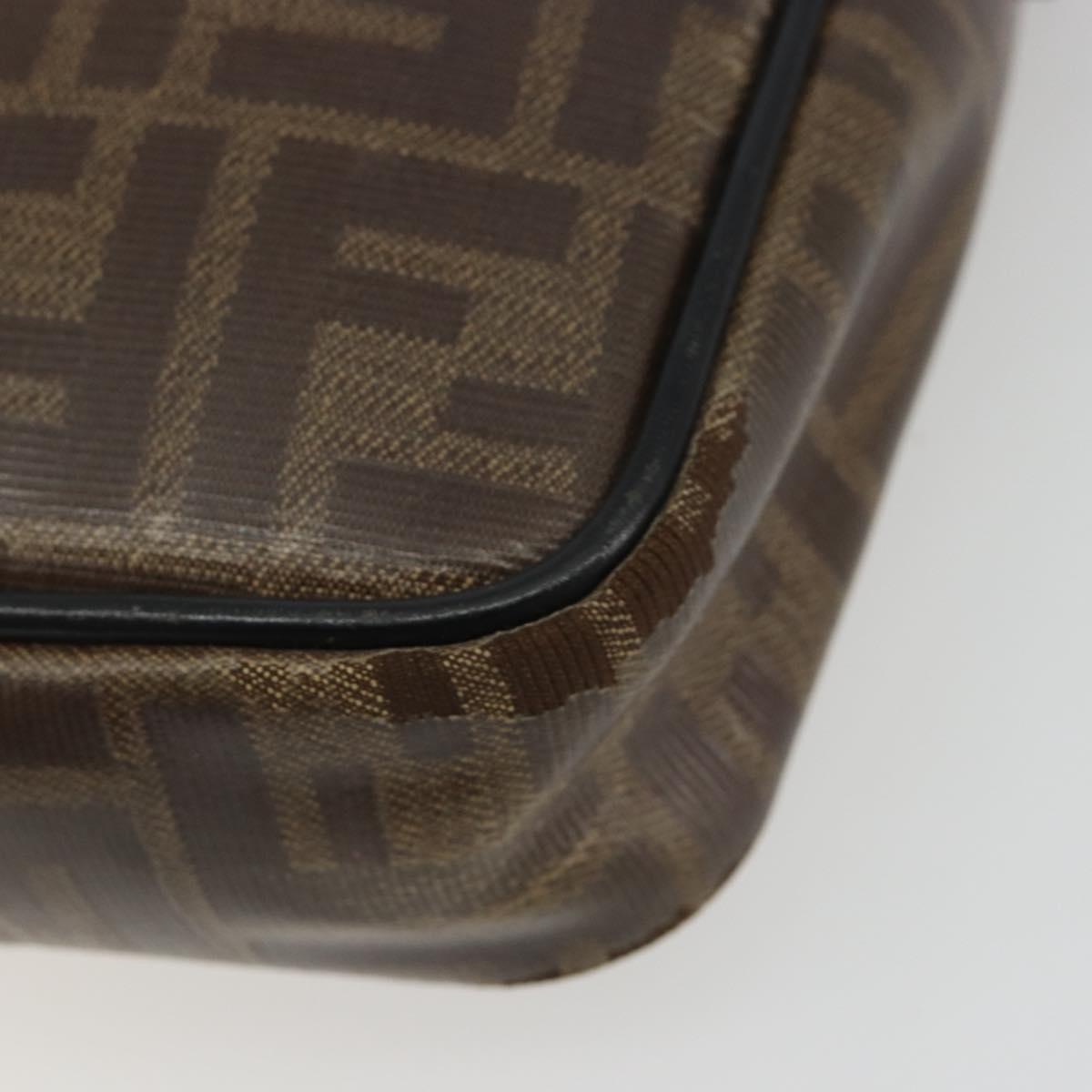 FENDI Zucca Shoulder Bag PVC Leather Brown Silver 7VA456 Auth ka5128