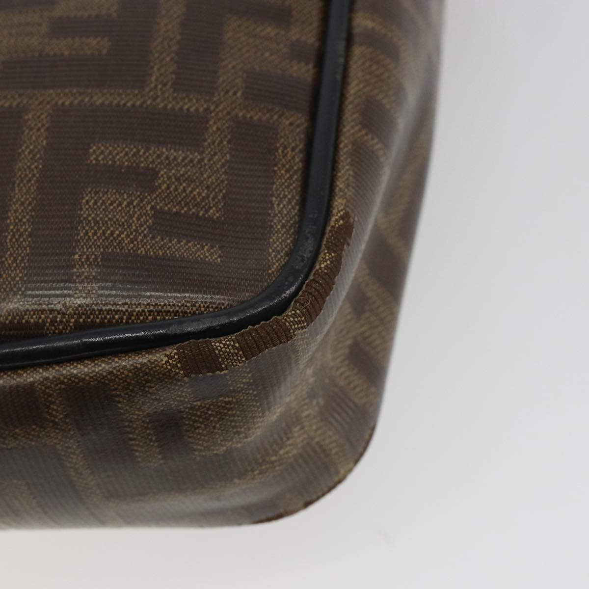 FENDI Zucca Shoulder Bag PVC Leather Brown Silver 7VA456 Auth ka5128