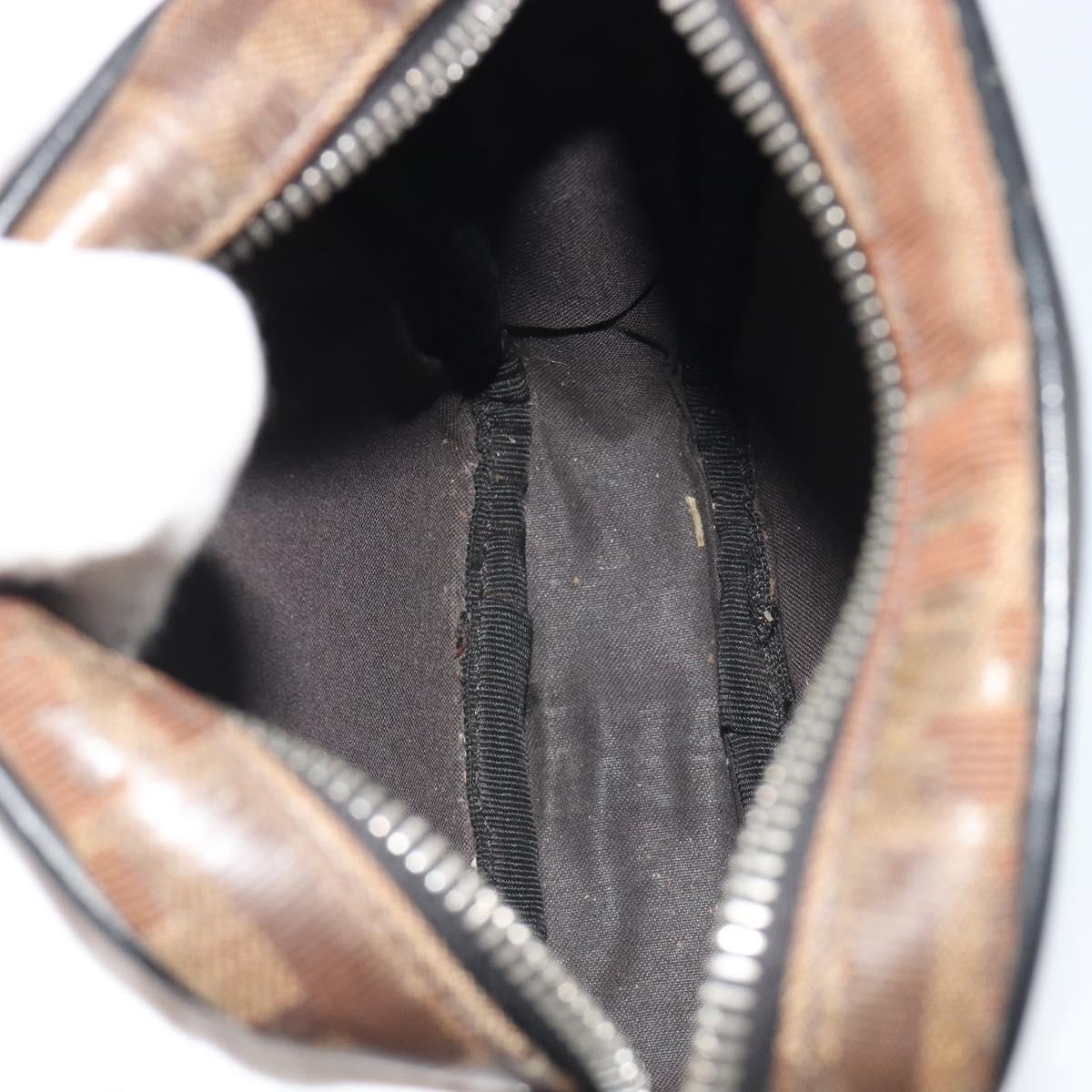 FENDI Zucca Shoulder Bag PVC Leather Brown Silver 7VA456 Auth ka5128
