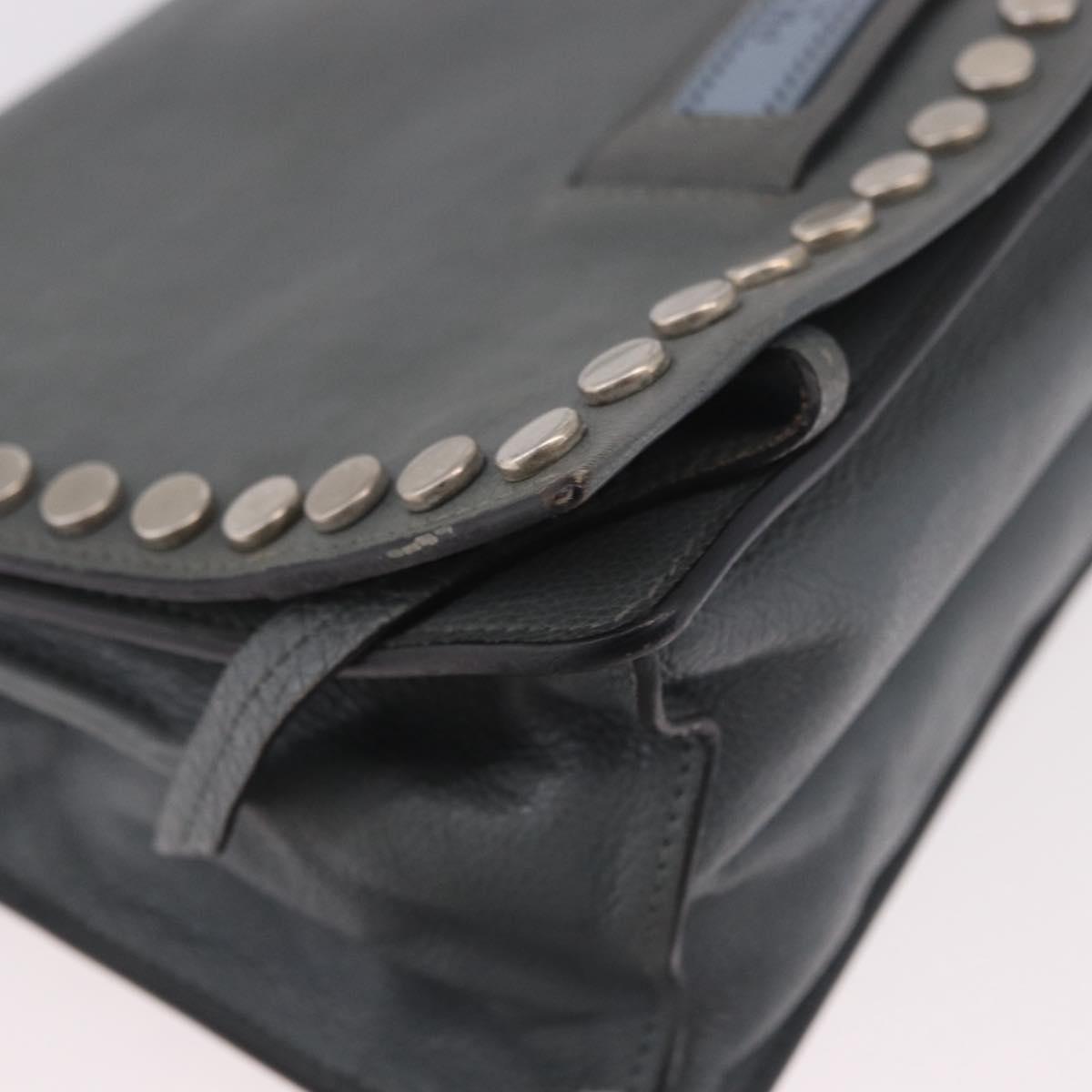 PRADA Shoulder Bag Leather 2way Gray Silver Auth ka5129