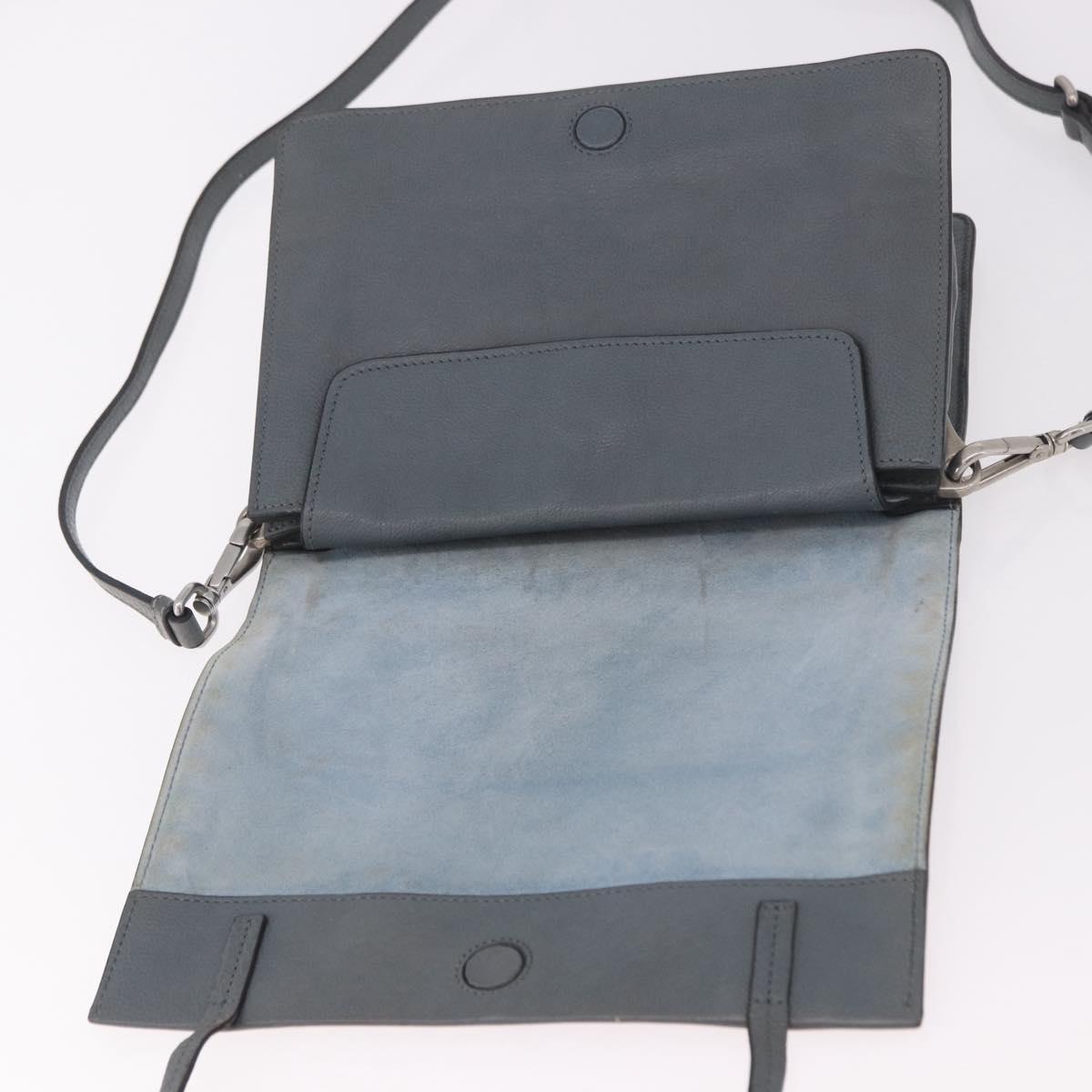 PRADA Shoulder Bag Leather 2way Gray Silver Auth ka5129