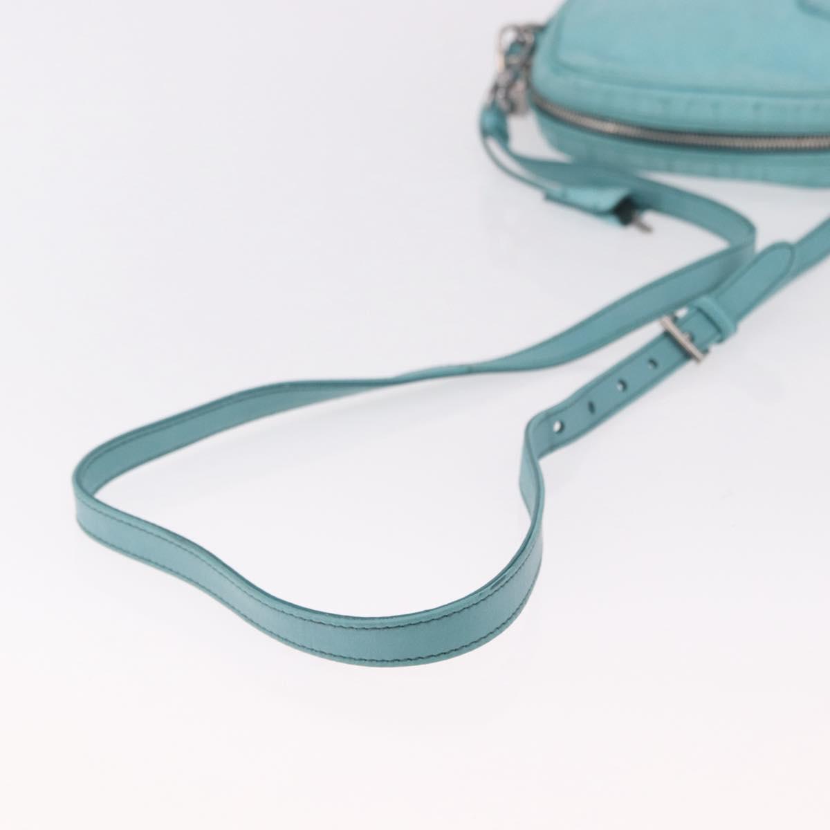 PRADA Shoulder Bag Leather Light Blue Silver Auth ka5130