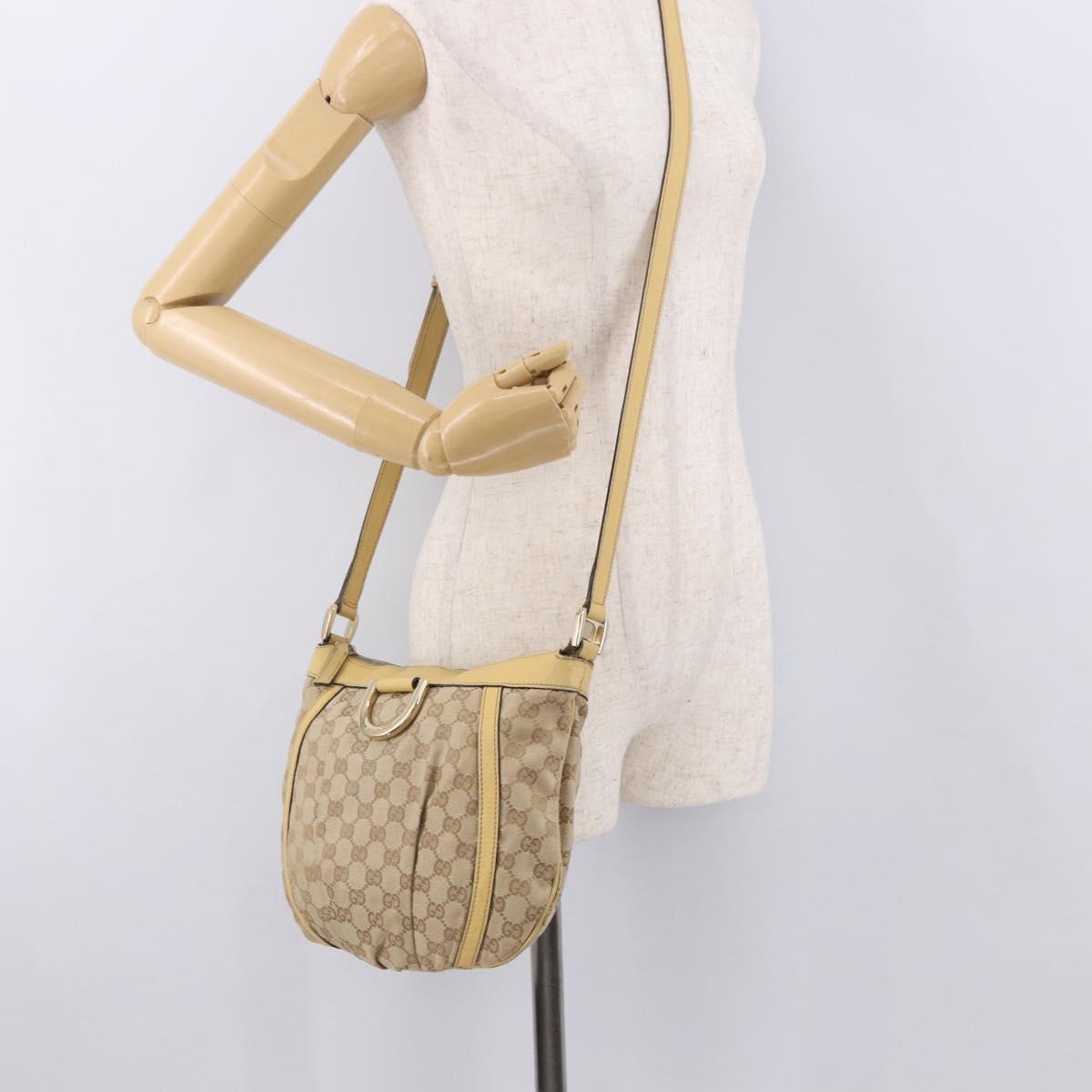 GUCCI GG Canvas Shoulder Bag Beige Gold 203257 Auth ka5131