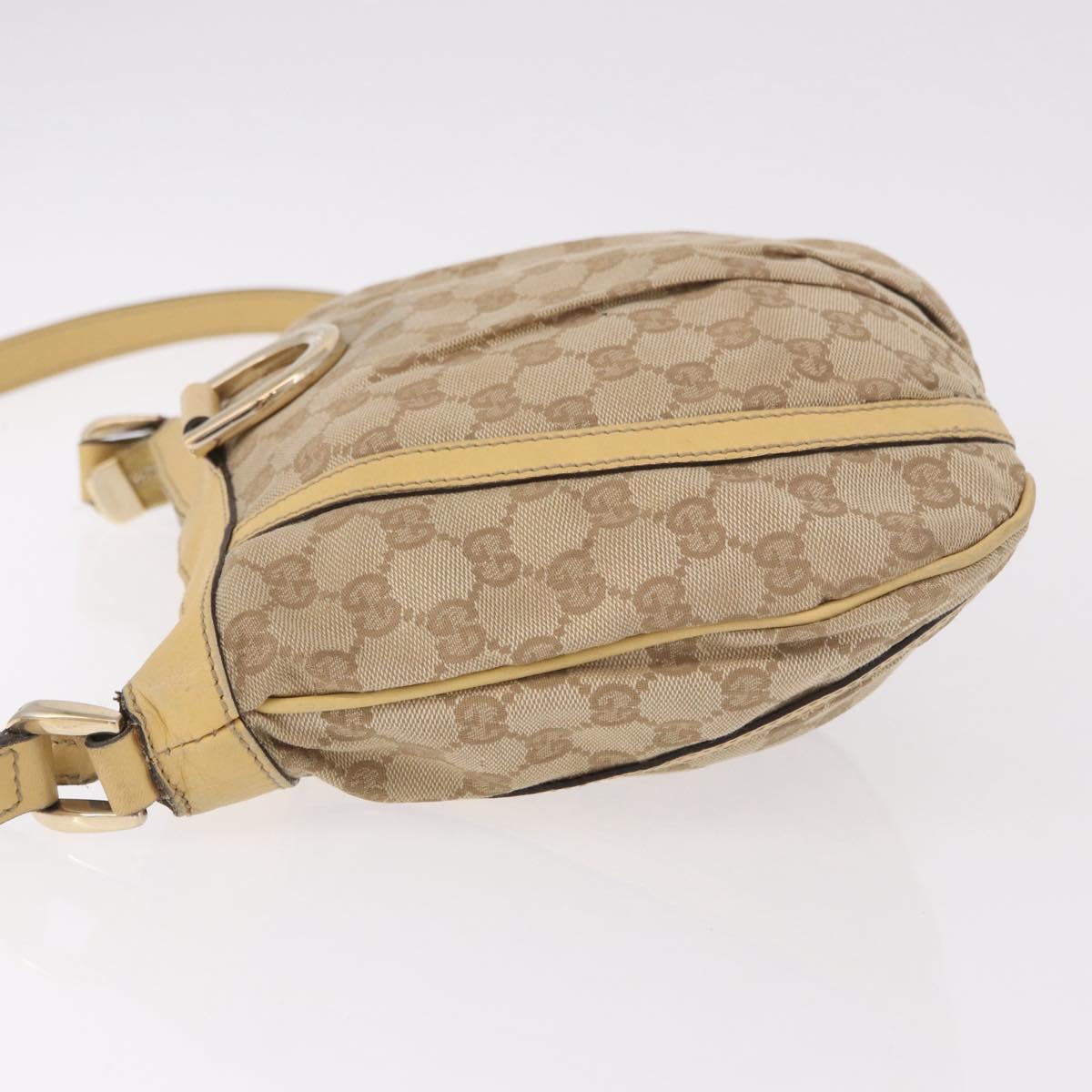 GUCCI GG Canvas Shoulder Bag Beige Gold 203257 Auth ka5131
