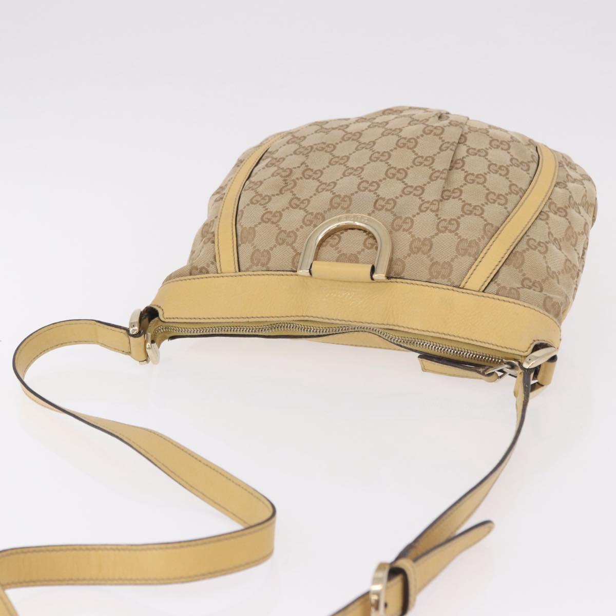 GUCCI GG Canvas Shoulder Bag Beige Gold 203257 Auth ka5131
