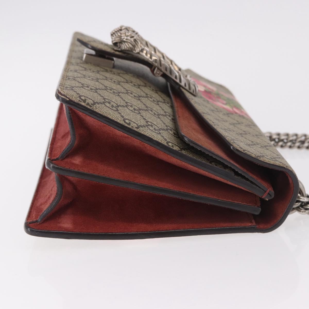 GUCCI GG Supreme Dionysus Chain Shoulder Bag PVC Beige Silver 400249 Auth ka5132