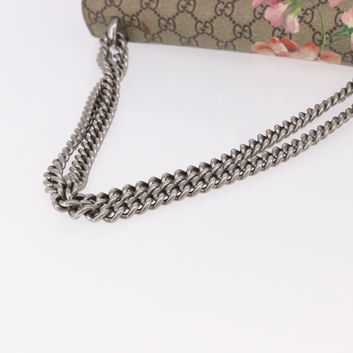 GUCCI GG Supreme Dionysus Chain Shoulder Bag PVC Beige Silver 400249 Auth ka5132