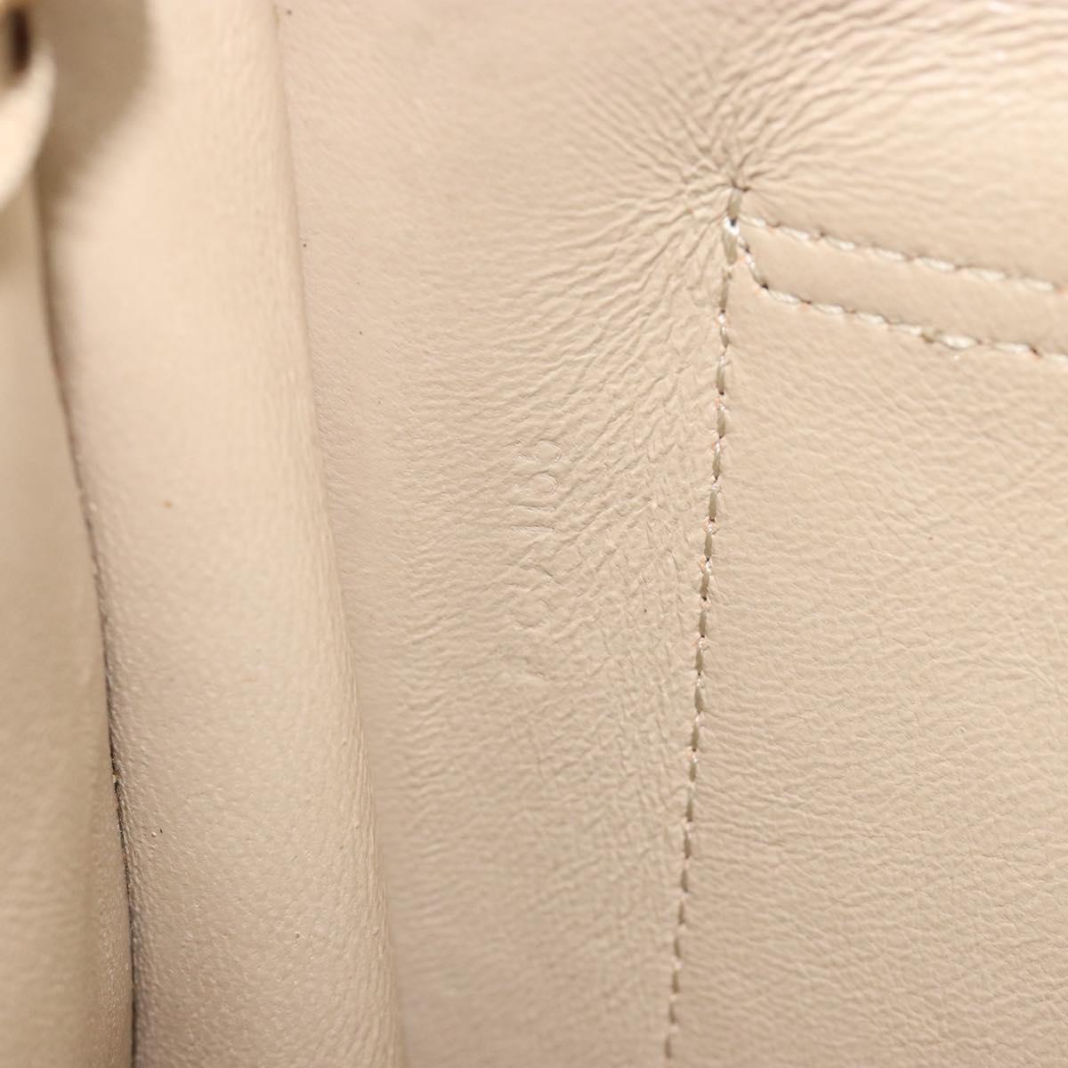 CELINE Chain Shoulder Bag Leather Beige Gold Auth ka5133A