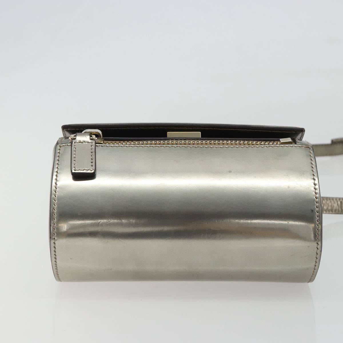 GIVENCHY Shoulder Bag Leather Silver Gold Auth ka5134