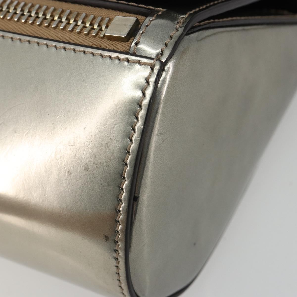 GIVENCHY Shoulder Bag Leather Silver Gold Auth ka5134