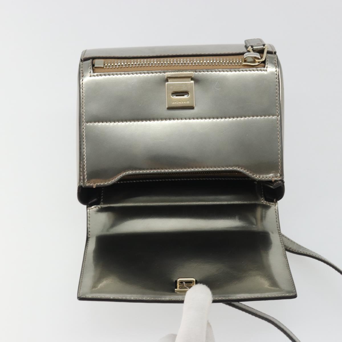 GIVENCHY Shoulder Bag Leather Silver Gold Auth ka5134