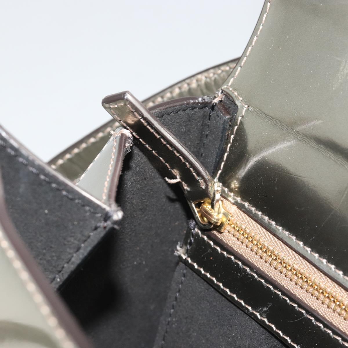 GIVENCHY Shoulder Bag Leather Silver Gold Auth ka5134