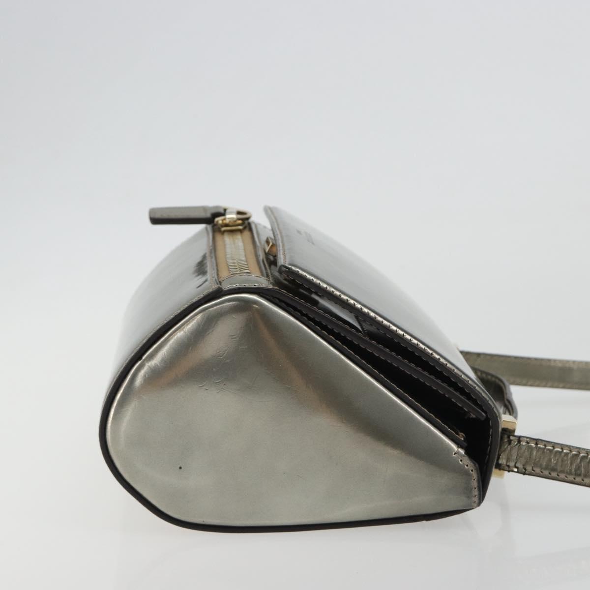 GIVENCHY Shoulder Bag Leather Silver Gold Auth ka5134