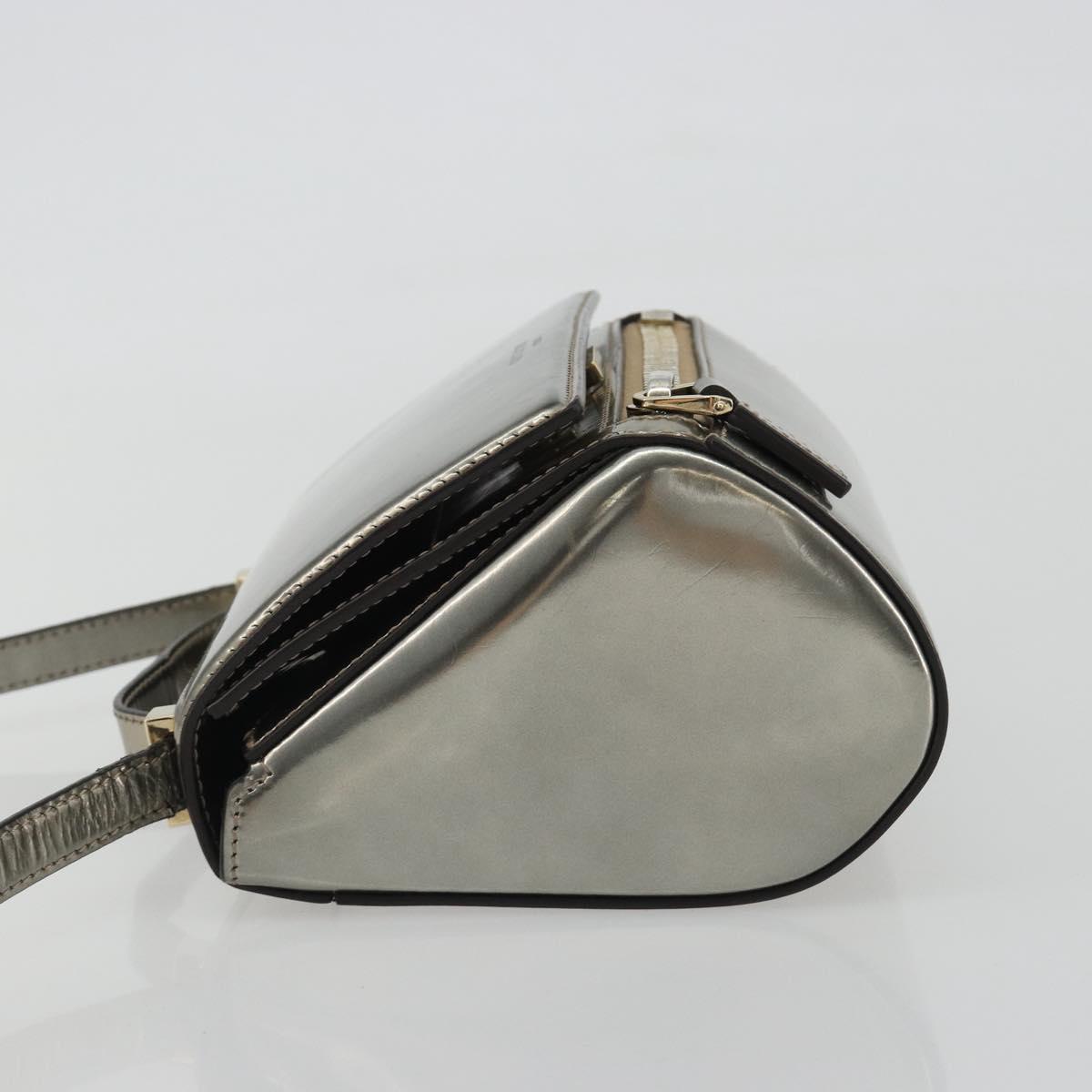 GIVENCHY Shoulder Bag Leather Silver Gold Auth ka5134