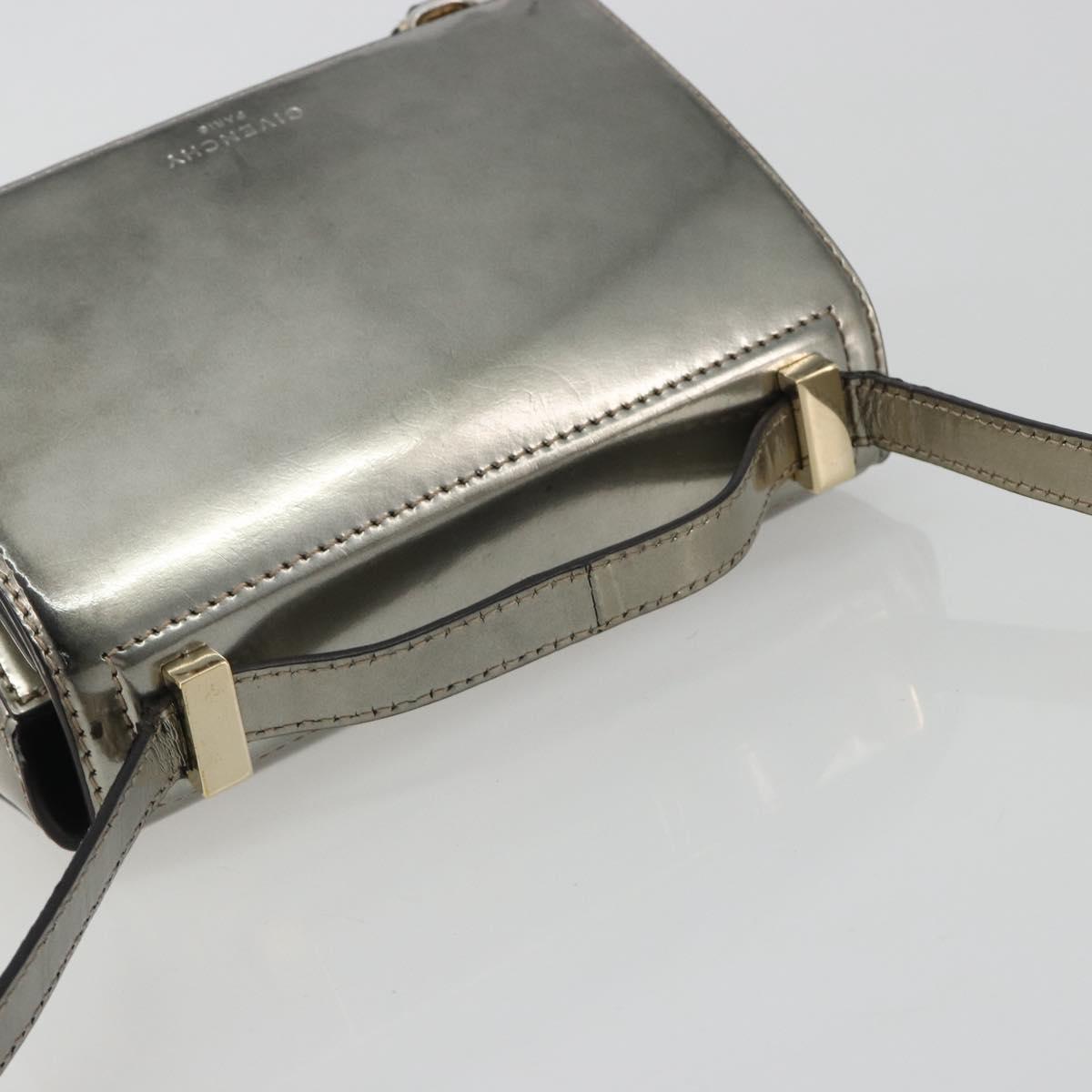 GIVENCHY Shoulder Bag Leather Silver Gold Auth ka5134