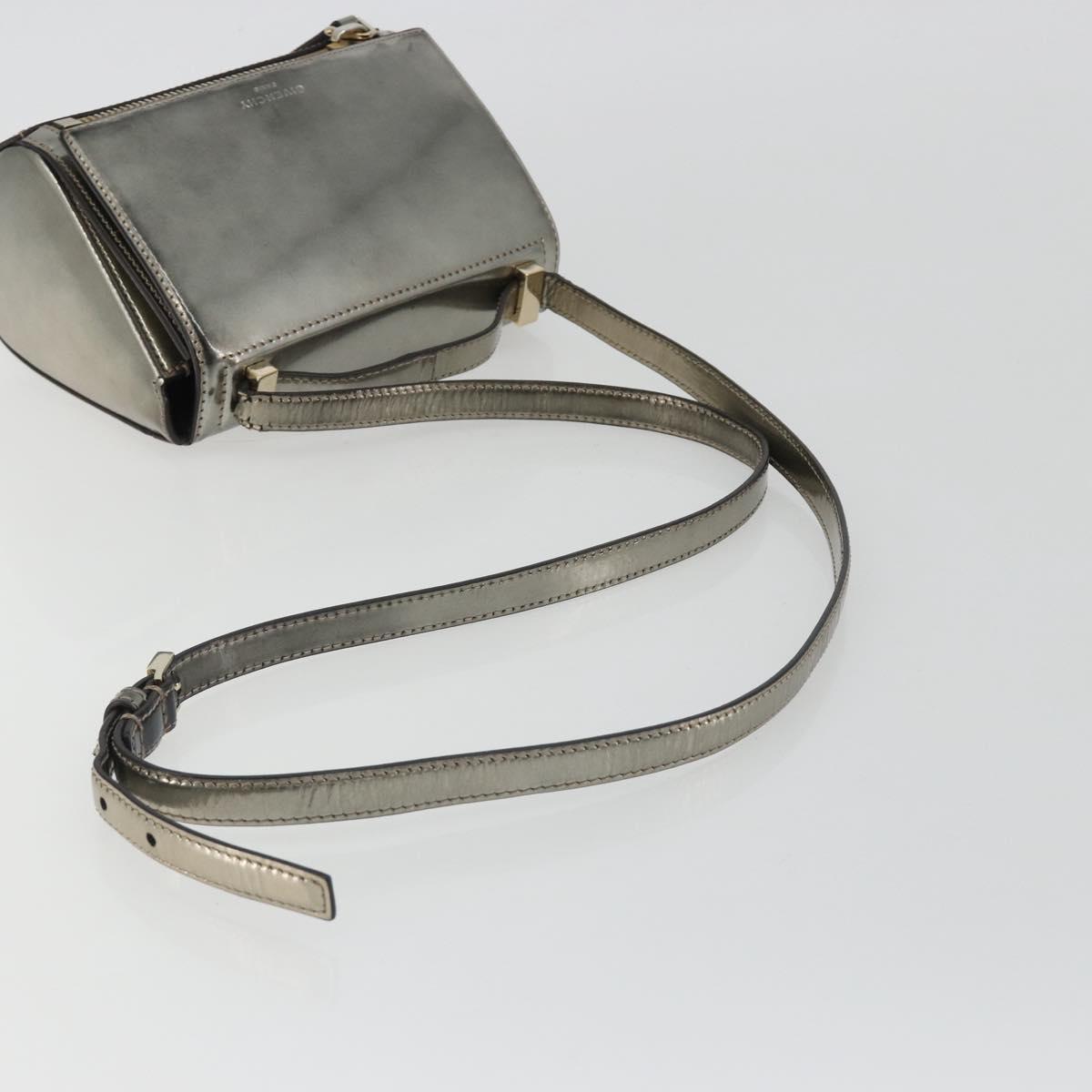 GIVENCHY Shoulder Bag Leather Silver Gold Auth ka5134