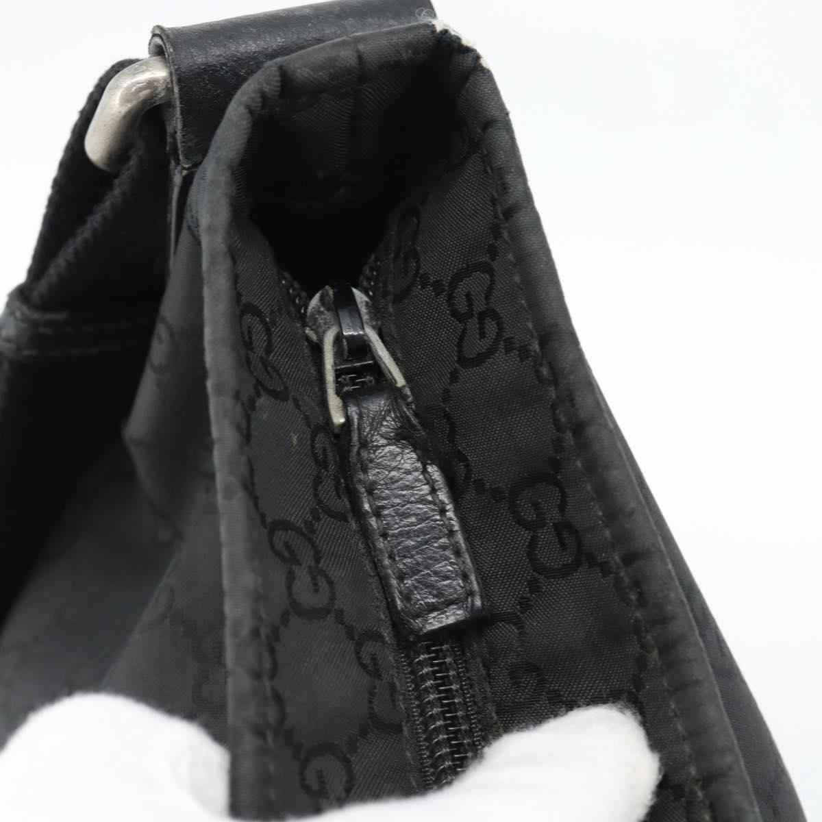 GUCCI GG Canvas Shoulder Bag Black Silver 339569 Auth ka5137