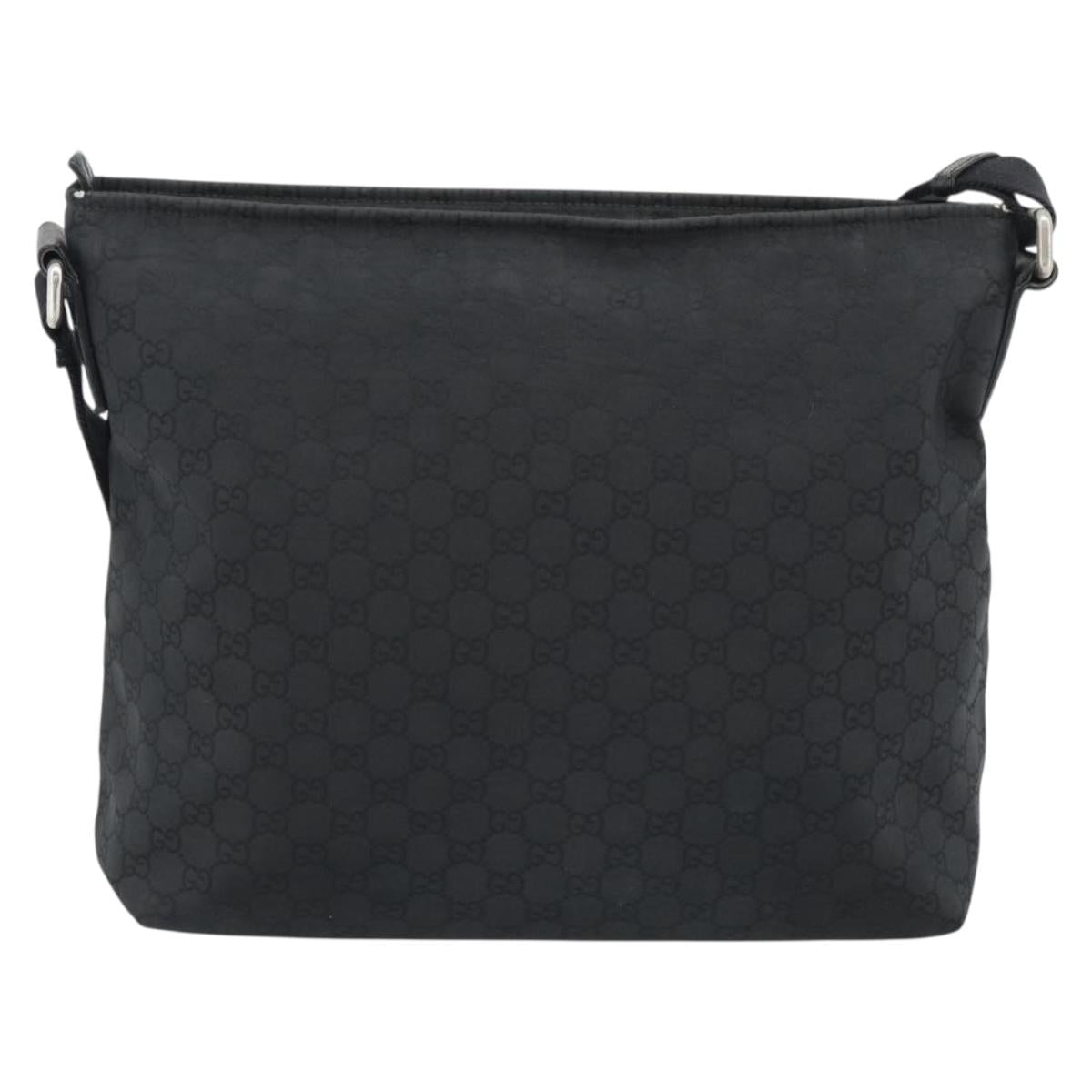 GUCCI GG Canvas Shoulder Bag Black Silver 339569 Auth ka5137