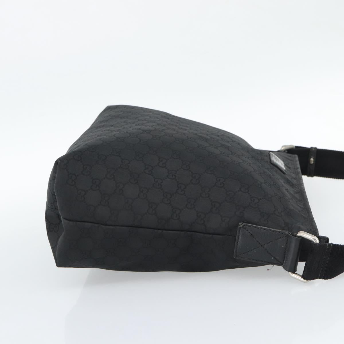 GUCCI GG Canvas Shoulder Bag Black Silver 339569 Auth ka5137