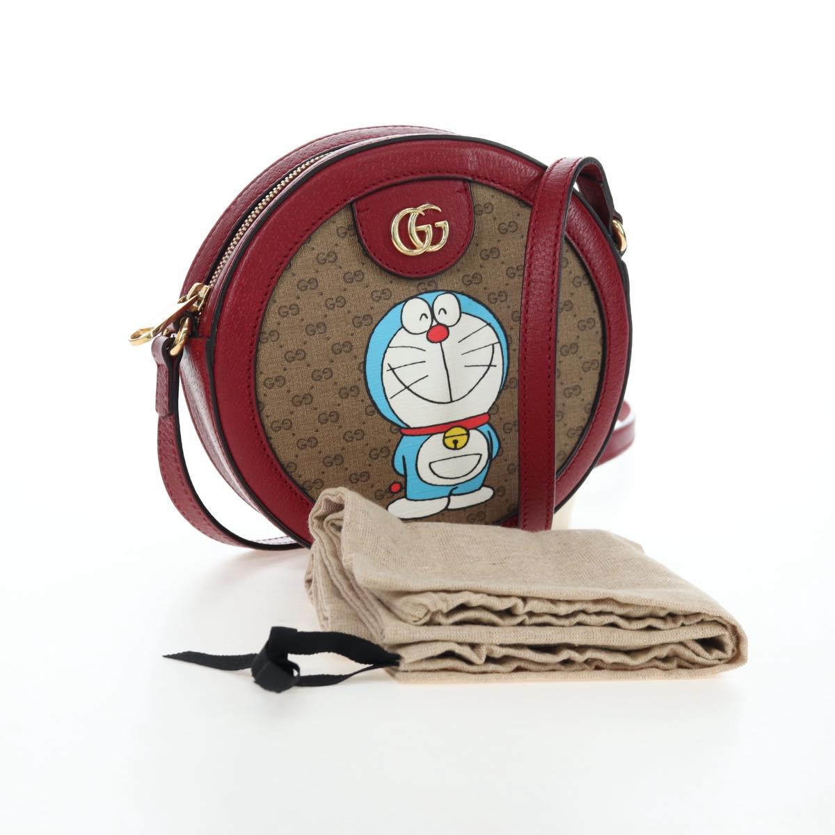 GUCCI Doraemon Micro GG Supreme Bag PVC Leather Beige 625216 Auth ka5138M