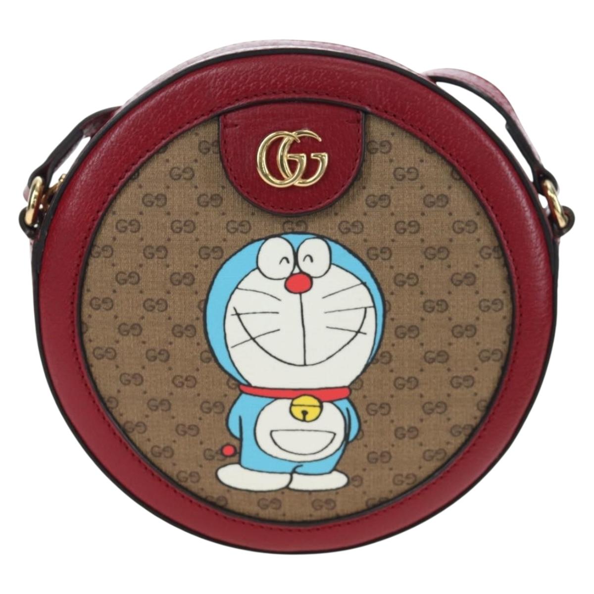 GUCCI Doraemon Micro GG Supreme Bag PVC Leather Beige 625216 Auth ka5138M