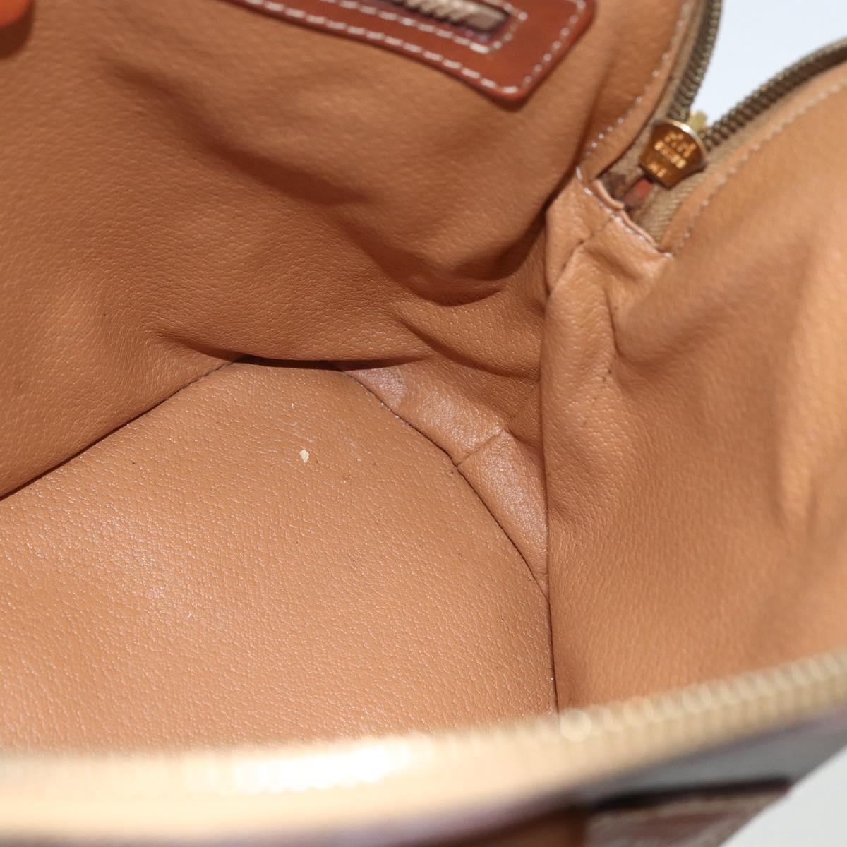 CELINE Macadam Canvas Hand Bag PVC Leather Brown Gold Auth ka514