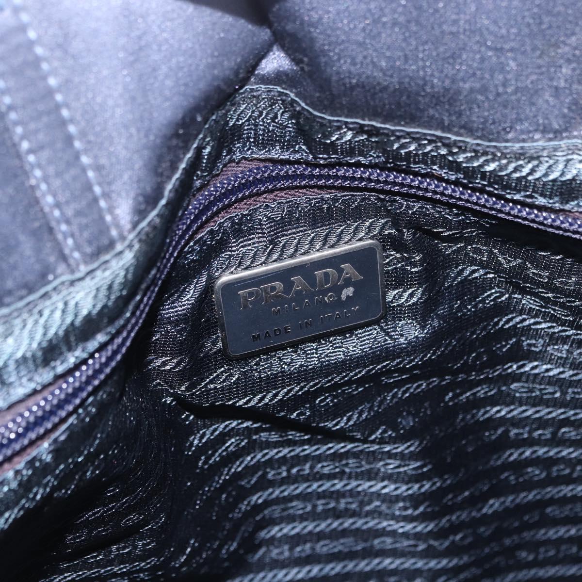 PRADA Hand Bag Satin Blue Auth ka5142A