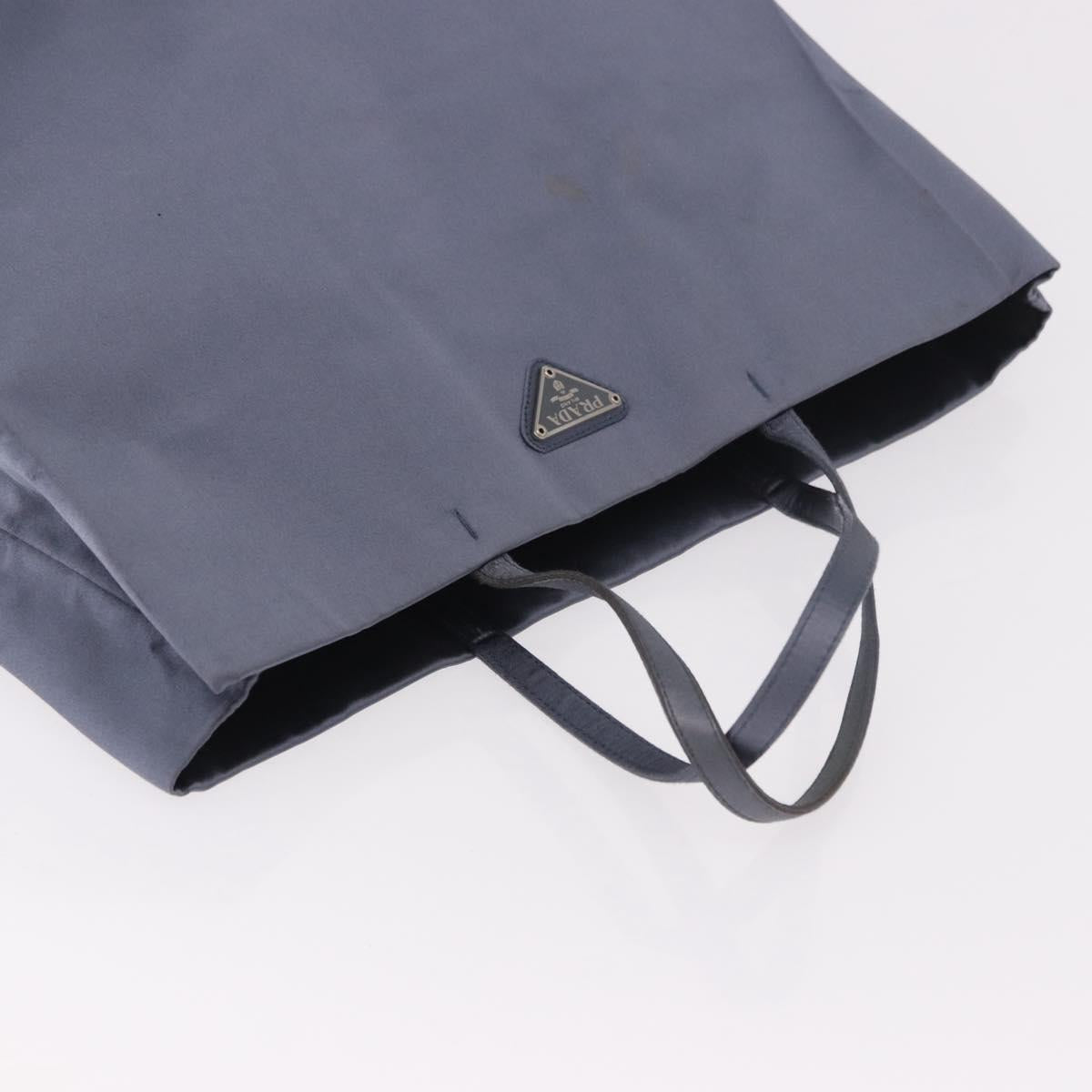 PRADA Hand Bag Satin Blue Auth ka5142A