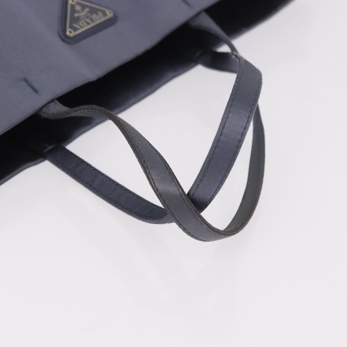 PRADA Hand Bag Satin Blue Auth ka5142A