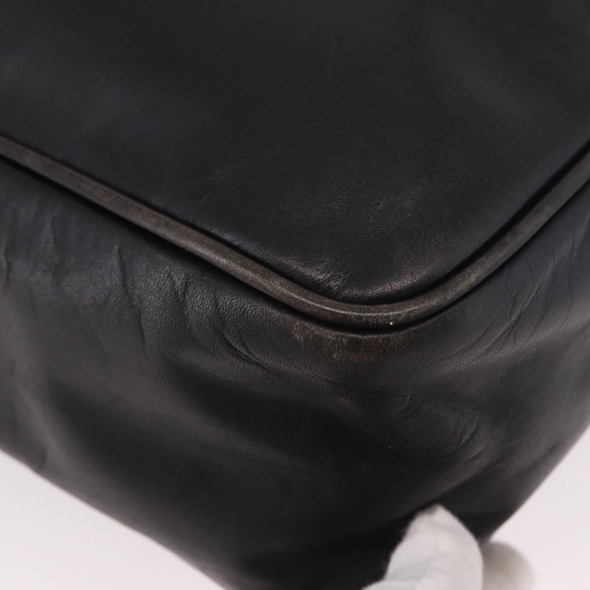 LOEWE Anagram Shoulder Bag Leather Black Gold Auth ka5143