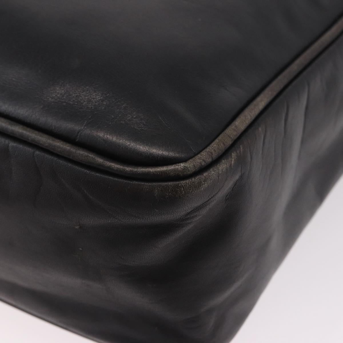 LOEWE Anagram Shoulder Bag Leather Black Gold Auth ka5143