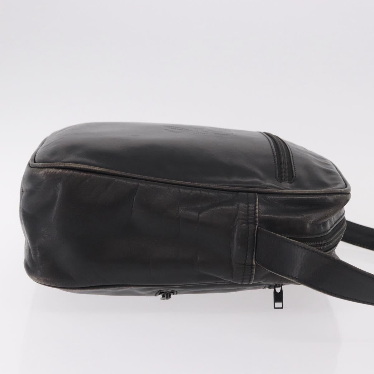 LOEWE Anagram Shoulder Bag Leather Black Gold Auth ka5143