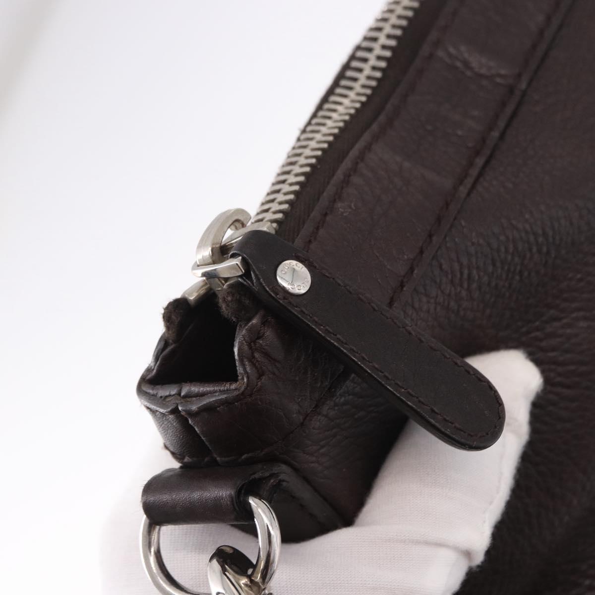 GUCCI Shoulder Bag Leather Black Silver 233329 Auth ka5144A