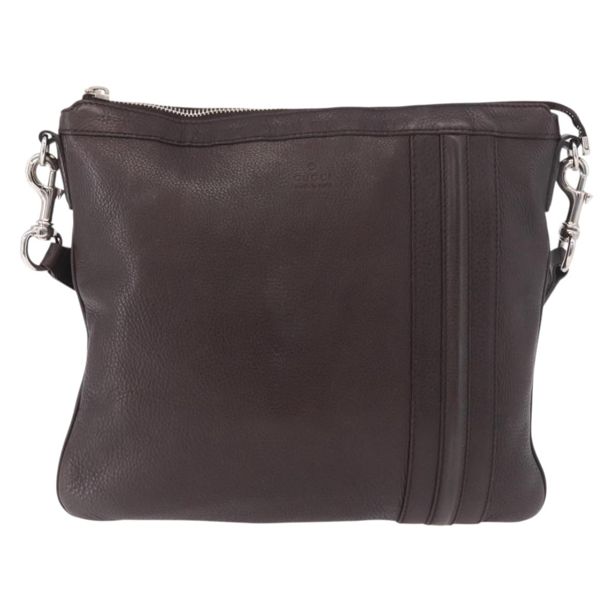 GUCCI Shoulder Bag Leather Black Silver 233329 Auth ka5144A