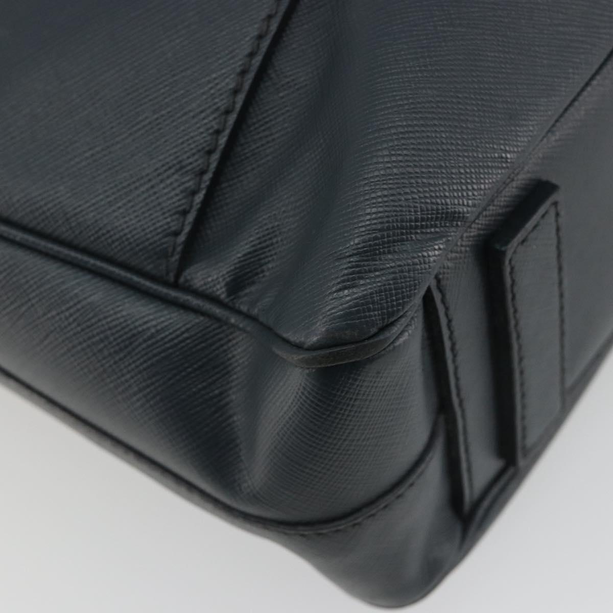 PRADA Business Bag Saffiano leather Navy Silver Auth ka5145