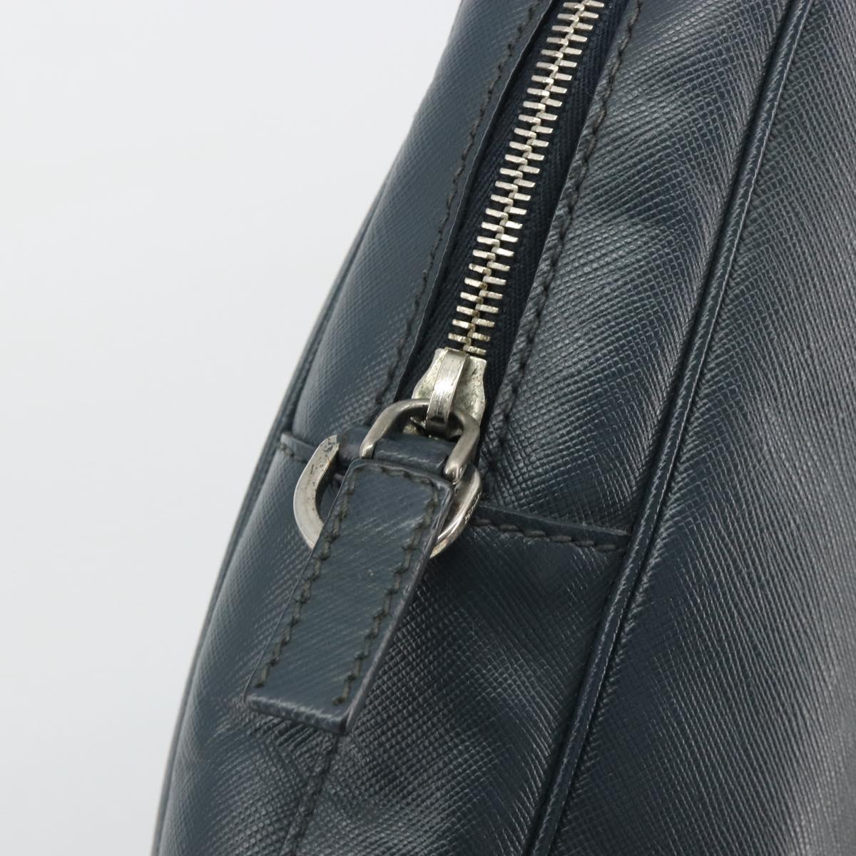 PRADA Business Bag Saffiano leather Navy Silver Auth ka5145