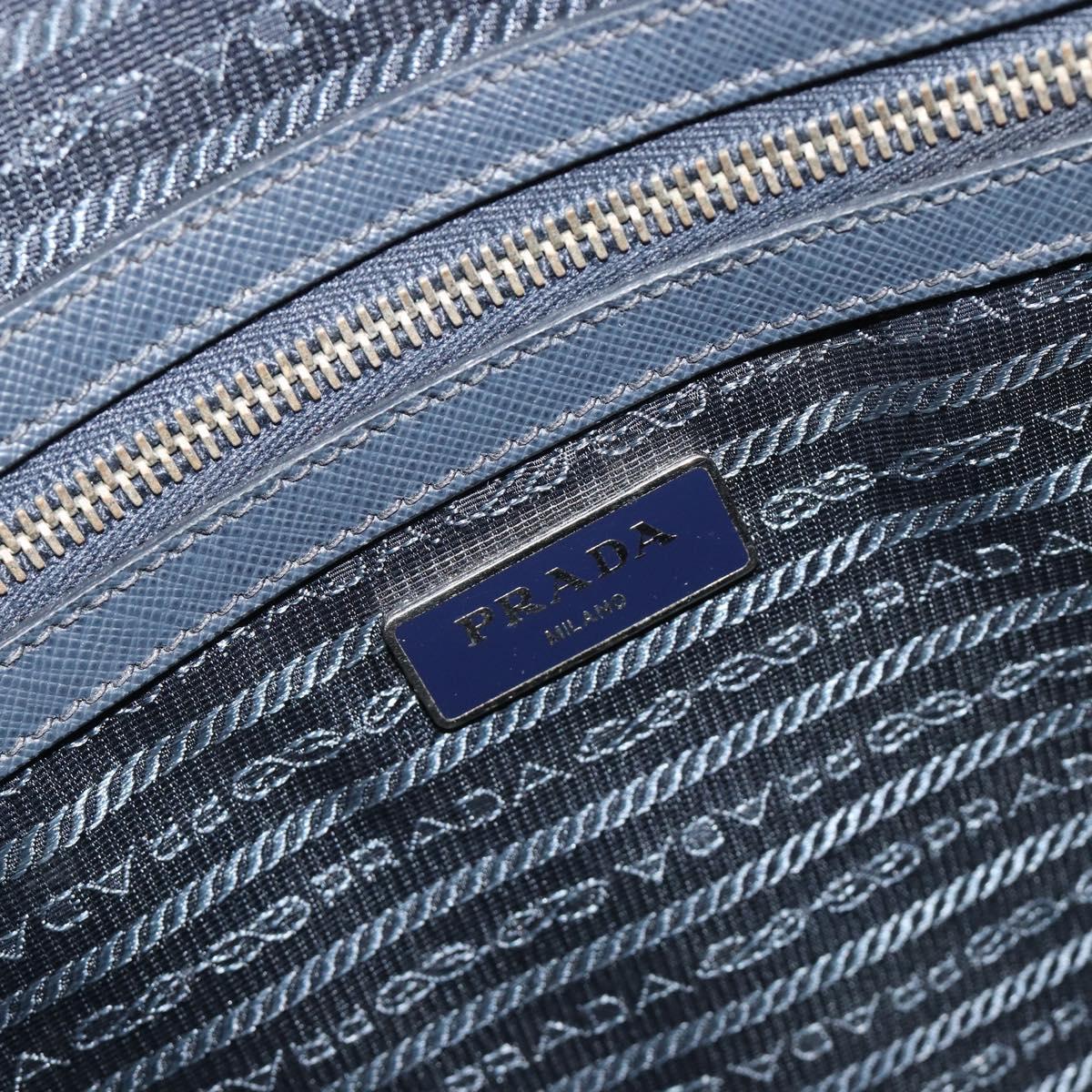 PRADA Business Bag Saffiano leather Navy Silver Auth ka5145