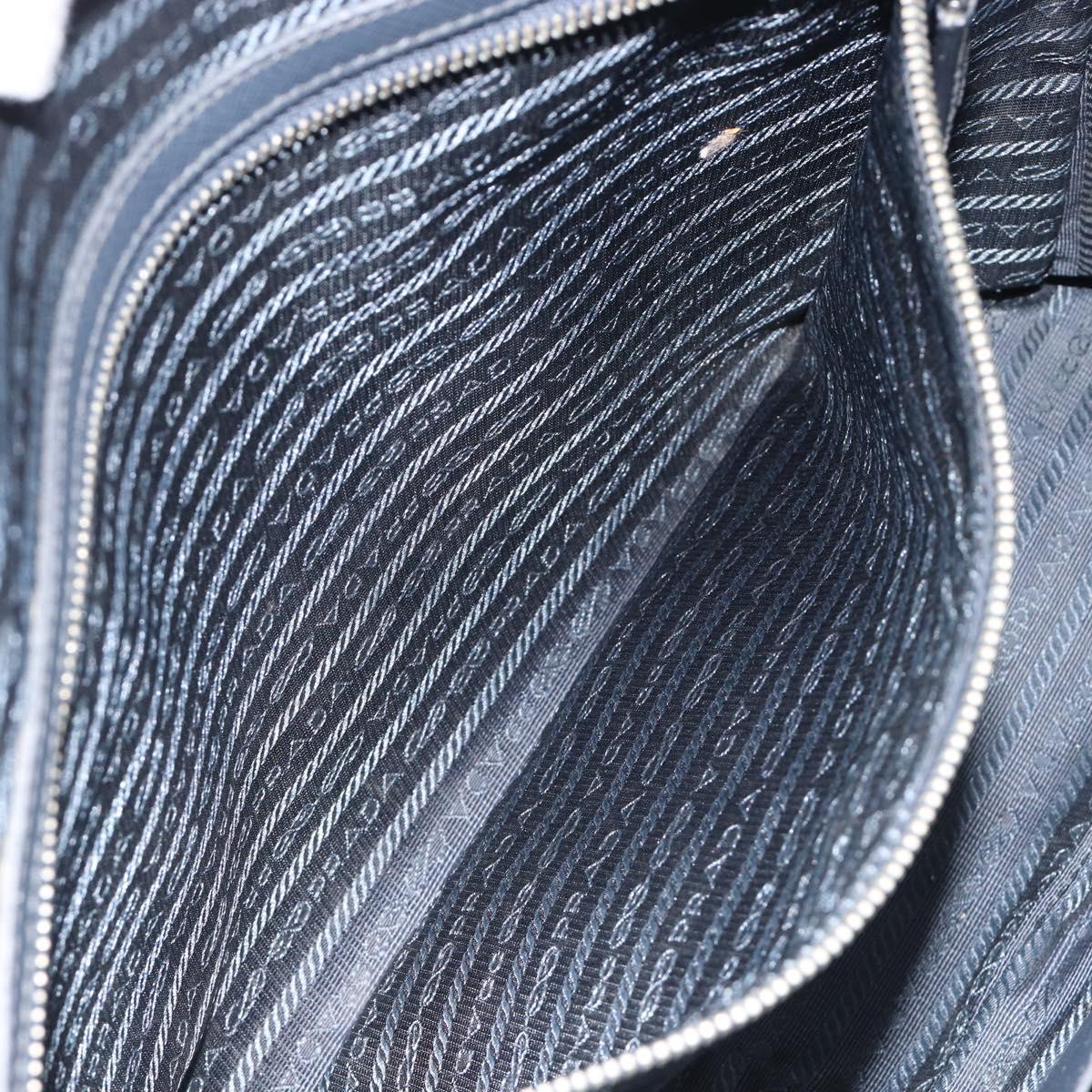 PRADA Business Bag Saffiano leather Navy Silver Auth ka5145