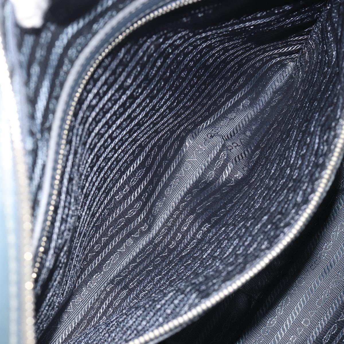 PRADA Business Bag Saffiano leather Navy Silver Auth ka5145
