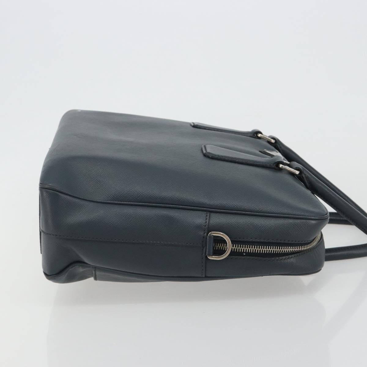 PRADA Business Bag Saffiano leather Navy Silver Auth ka5145